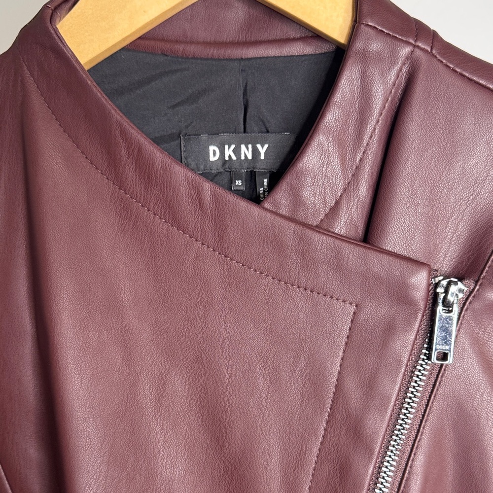 DKNY Women's Deep Burgundy Leather Jacket